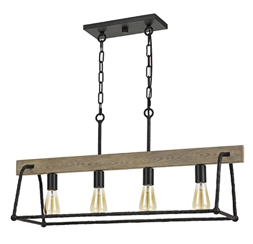 Cal Lighting Fx-3712-4 Transitional Four Light Chandelier From Lockport Collection In Black Finish, 10.00 Inches