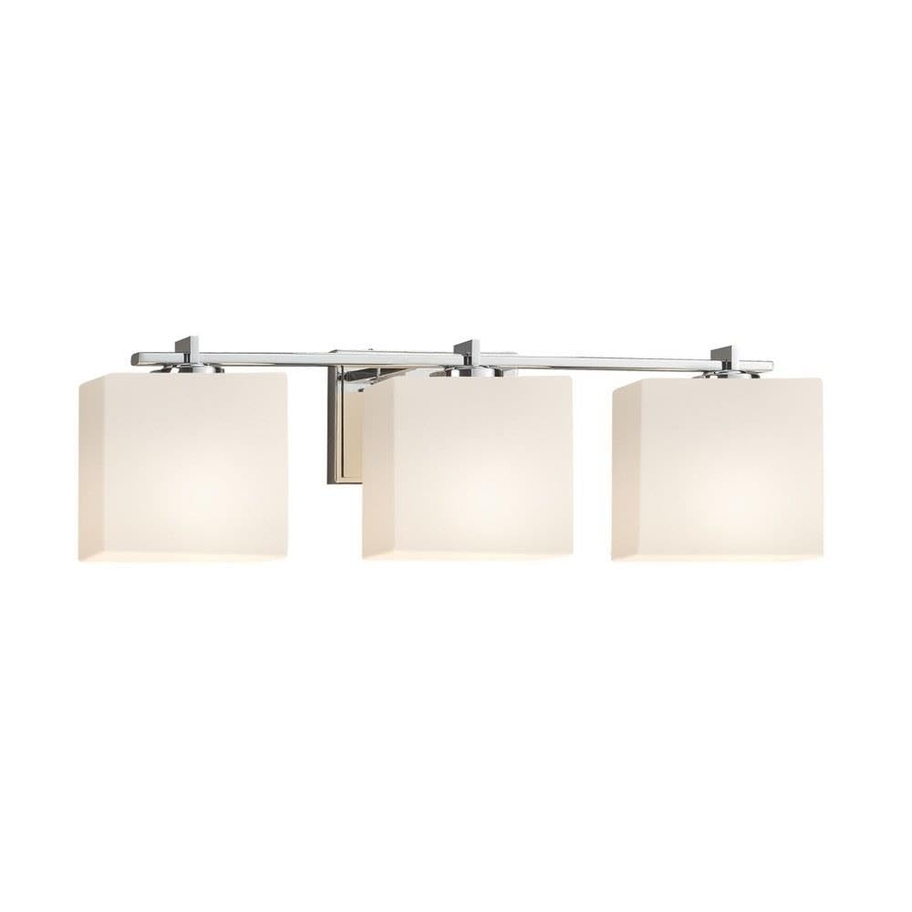 Justice Design Group Lighting FSN-8443-55-OPAL-CROM Fusion Era 3-Light Bath Bar, Polished Chrome