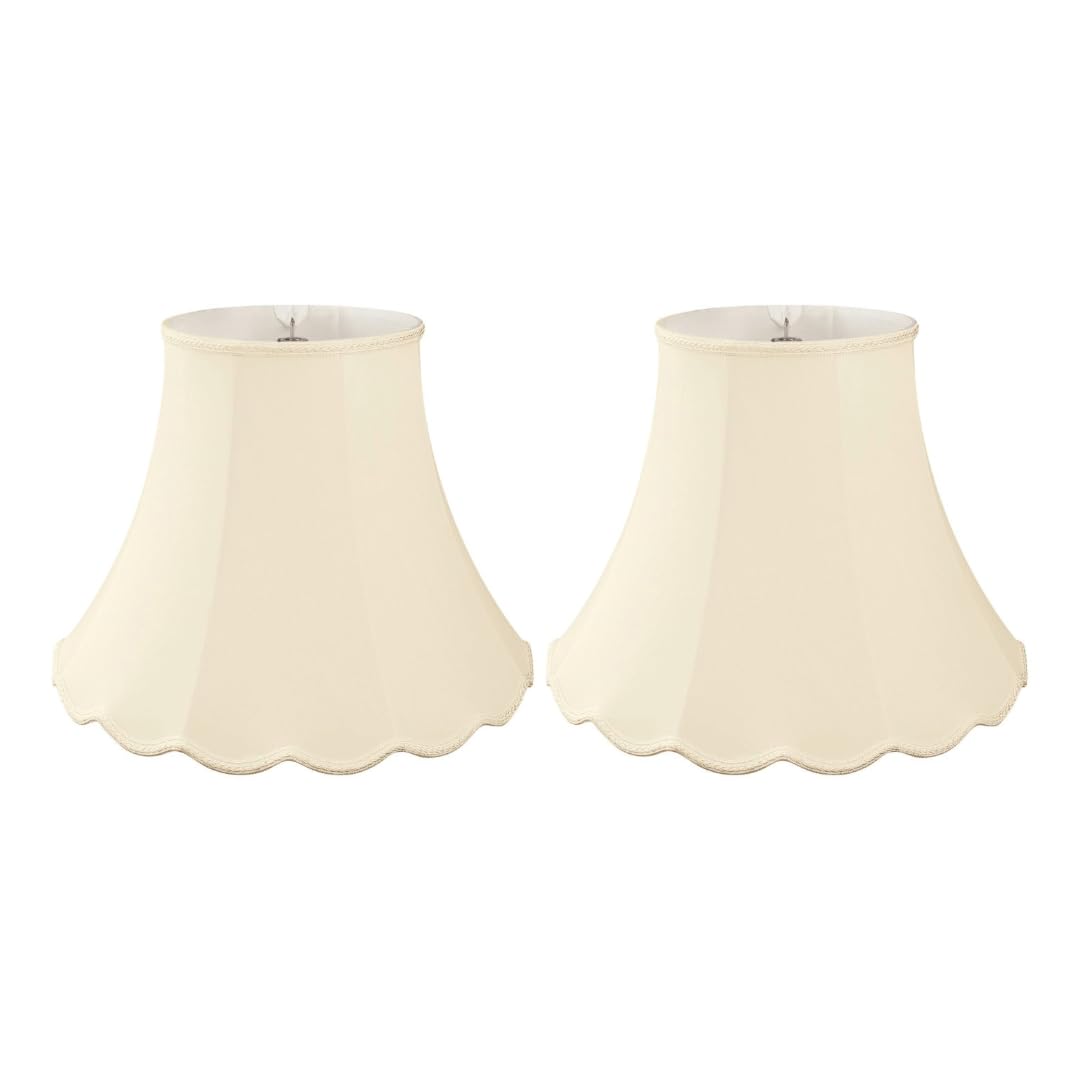 Royal Designs Scalloped Bell Designer Lamp Shade, Beige, 4.5 x 9 x 7.75, Set of 2