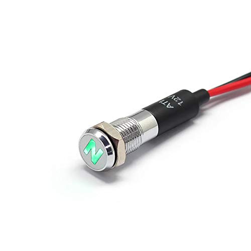 Alpinetech PL8MS LED Metal Signal Indicator Dash Light, 8mm, 12V, Neutral