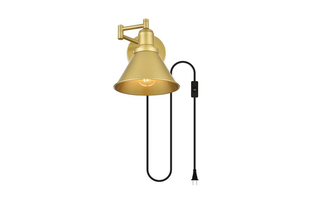 Living District Jair 1-Light Metal Plug-in Wall Sconce in Brass