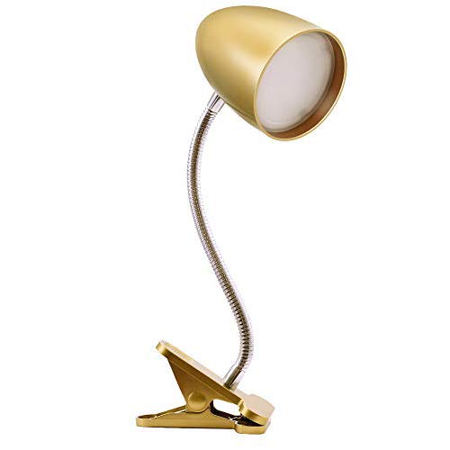 ENERGETIC SMARTER LIGHTING Clip on Lamp, 4000K Cool White, 3.5W, 240 LM, Flexible Gooseneck, Metal, Gold, Model MTL