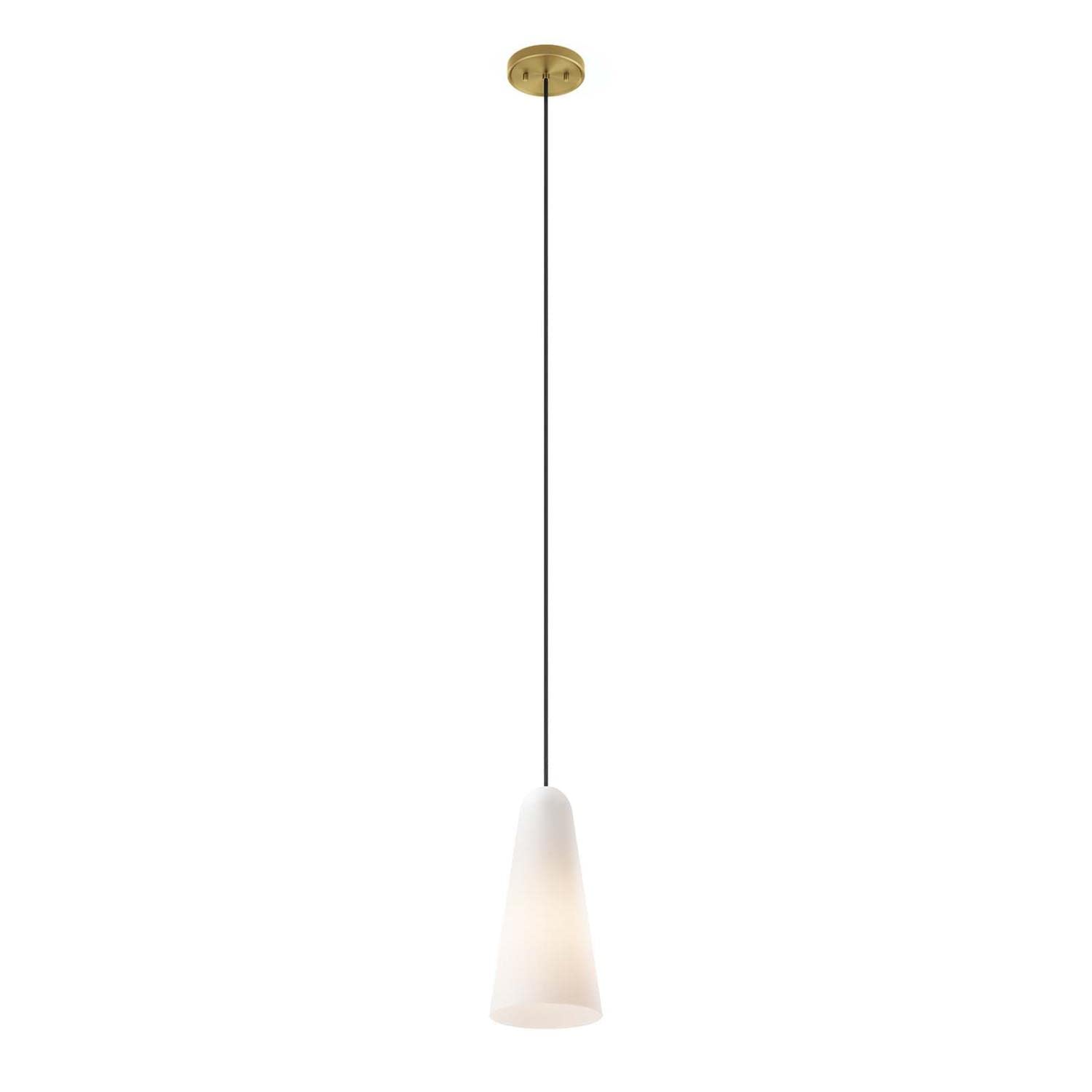 Beacon 1-Light Pendant Light in Opal Satin Brass
