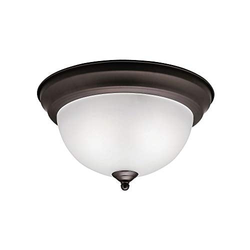 Kichler 8111Oz Flush Mount Round Glass Ceiling Lighting, Bronze 2-Light (12'' W X 7'' H) 60 Watts