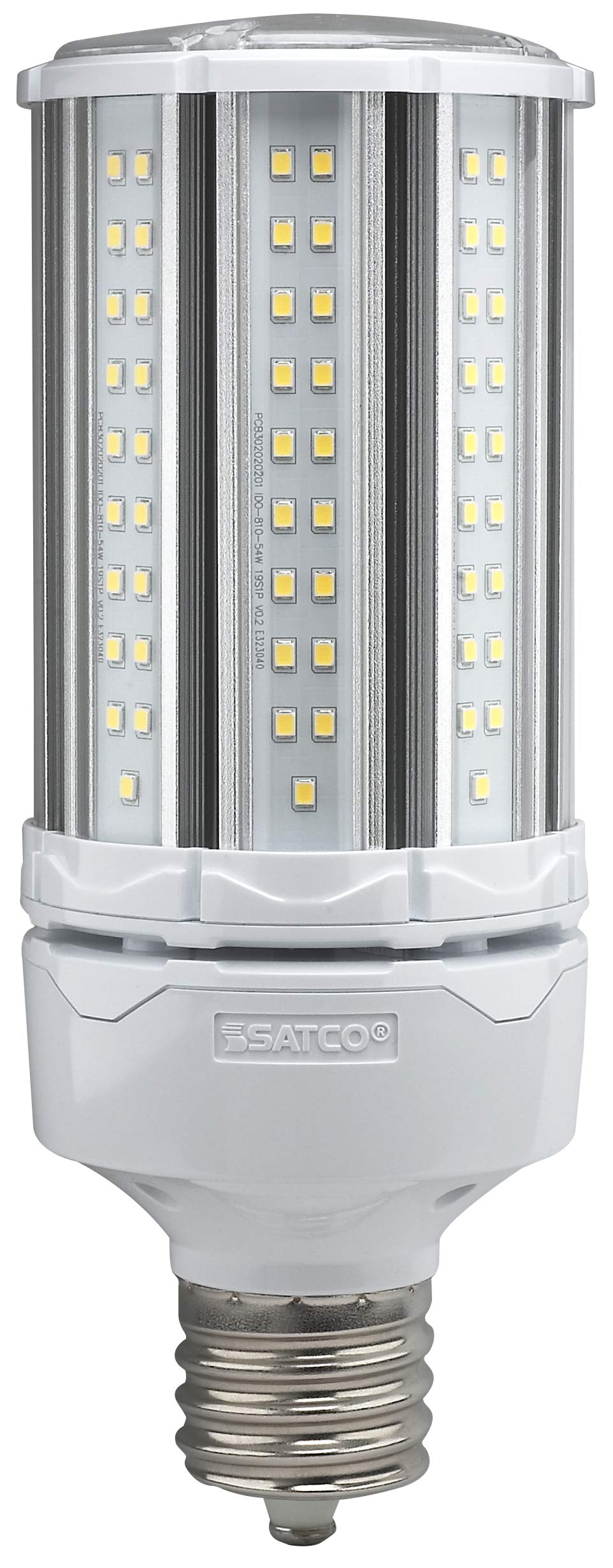 Satco Hi-Pro Omni-Directional LED Corncob Lamp, 54W, 5000K, HID-Replacement, Clear, Model S39394, 1 Count