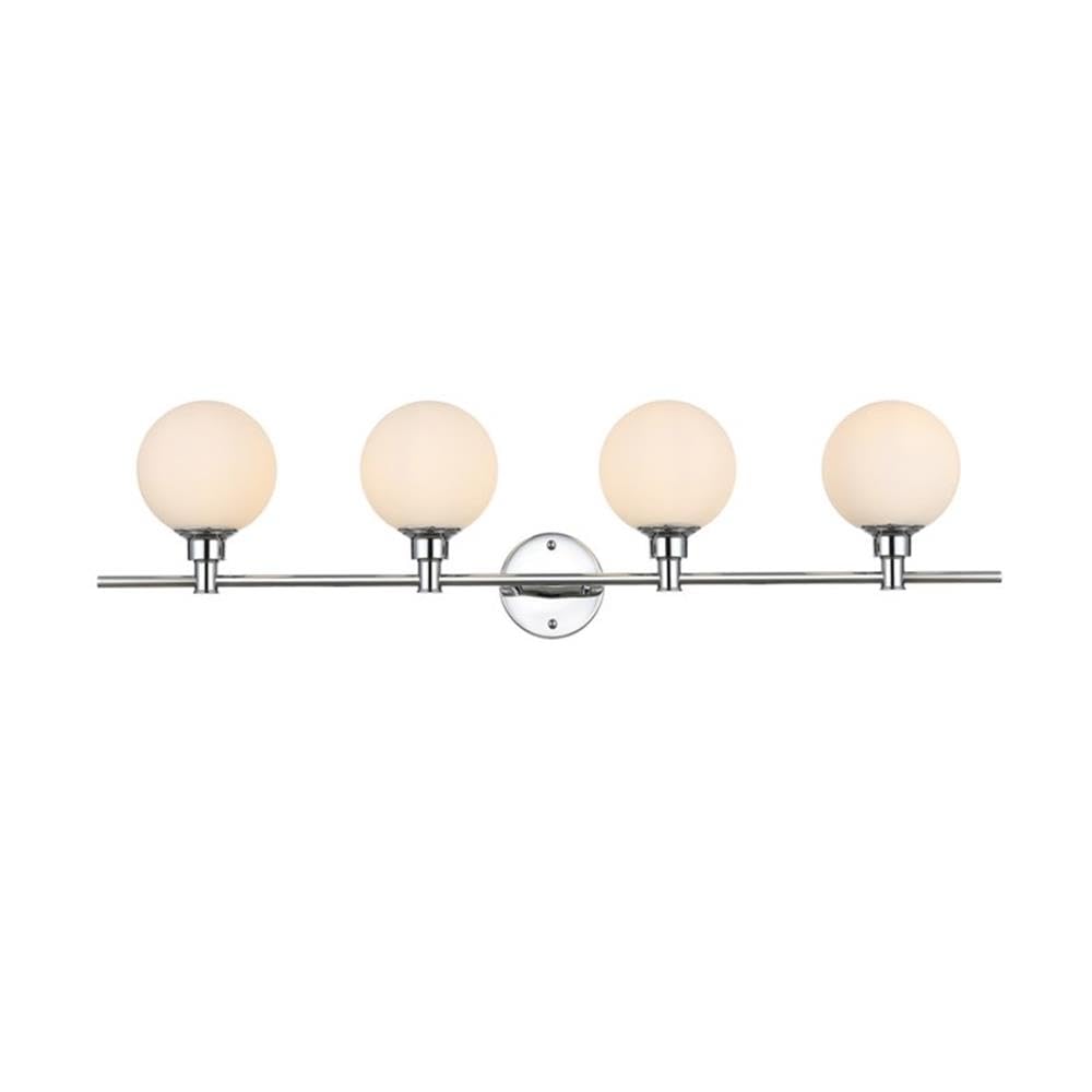 Living District Cordelia 4-Light Iron/Glass Bath Sconce in Chrome/Frosted White