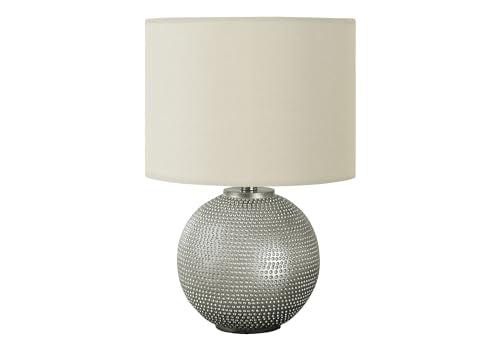 Monarch Specialties 9653 Lightingtable Lamp, Grey Resin, Ivory/Cream Shade, Modern Lighting-19 H Table, 12&quot; L X 12&quot; W X 18.5&quot; H