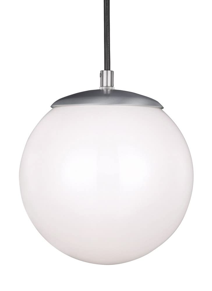 Generation Lighting 6018-04 Leo - Hanging Globe One Light Pendant, Satin Aluminum