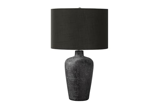 Monarch Specialties 9621 Lighting, Table Lampblack Ceramic, Black Shade, Contemporary Lighting-24 Lamp, 15&quot; L X 15&quot; W X 24&quot; H