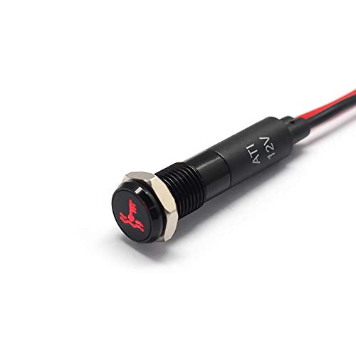Alpinetech PLB8MS 12V LED Metal Signal Indicator Pilot Dash Light, Temperature Warning, Black Bezel