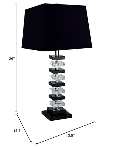 Ore International 31133 26-Inch Black Solid Crystal Table Lamp, 26" X 13.5" X 13.5", Black