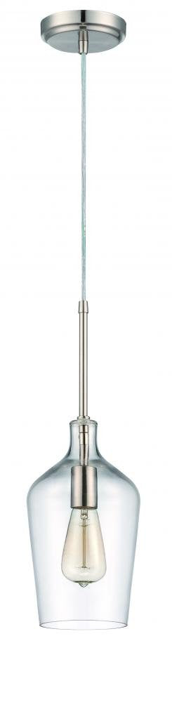 Craftmade Pendant 1 Light Pendant w/Clear Glass Brushed Polished Nickel