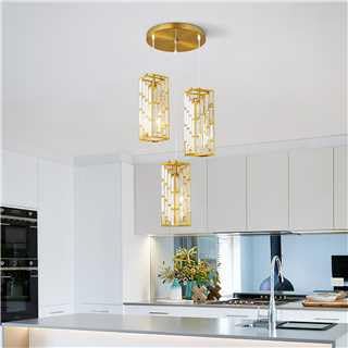 Fdpby Gold Pendant Lighting Modern Pendant Light, Mini Crystal Chandeliers,Adjustable Pendant Light Fixture For Kitchen Island Dinning Room Bedroom (3 Light)