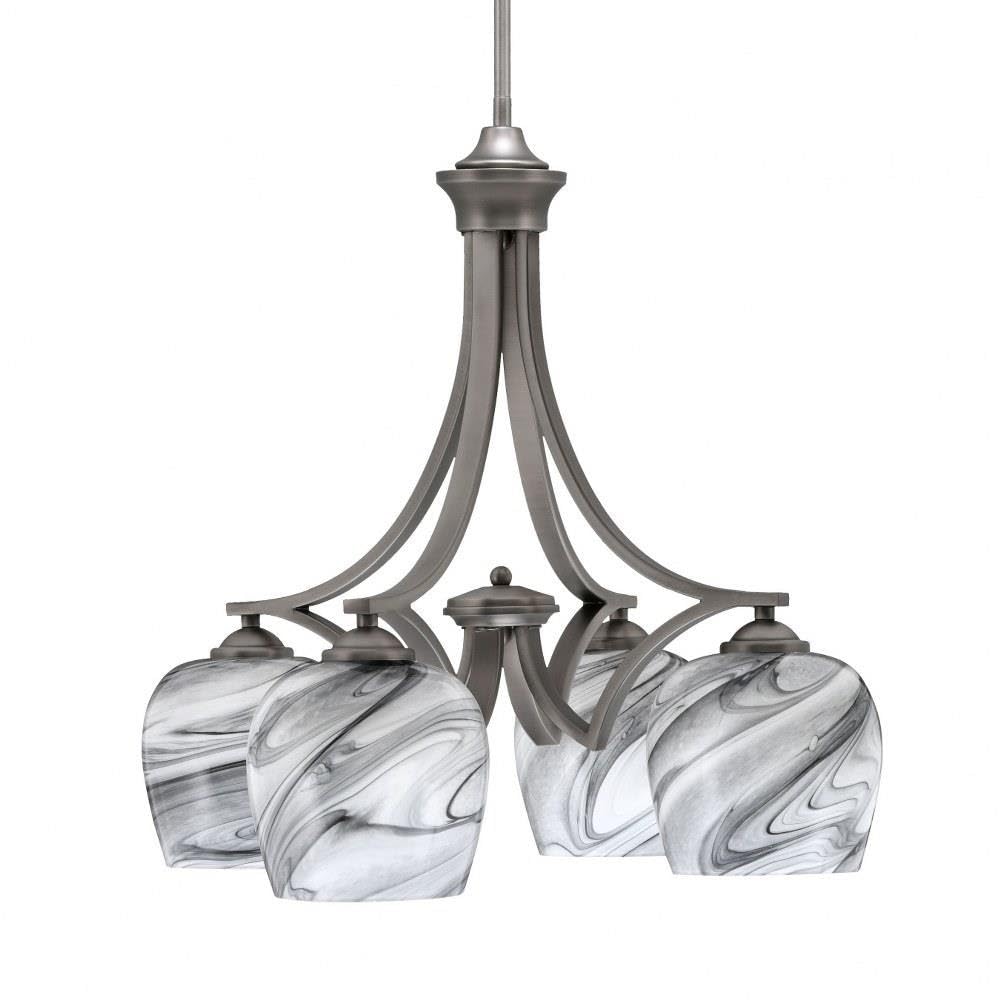 Toltec Lighting 568-Gp-4819 Zilo - 4 Light Downlight Chandelier-20.75 Inches Tall And 21.25 Inches Wide, Finish Color: Graphite, Glass Color: Onyx Swirl