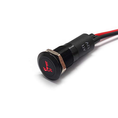 Alpinetech PLB12MS 12mm 12V LED Metal Signal Indicator Pilot Dash Light - Temperature Warning
