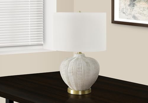 Monarch Specialties I 9617 Lightingtable Lamp, Ivory/Cream Shade, Cream Resin, Transitional