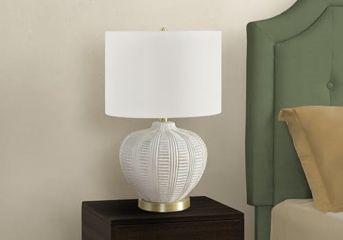 Monarch Specialties I 9617 Lightingtable Lamp, Ivory/Cream Shade, Cream Resin, Transitional