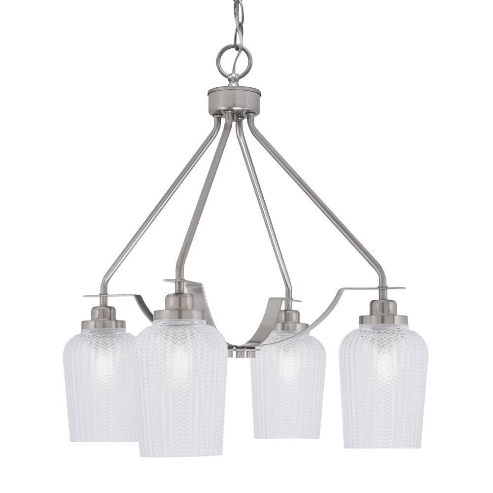 Toltec Lighting 2604-Bn-4250 Odyssey - 3 Light Downlight Chandelier-23.75 Inches Tall And 19 Inches Wide, Finish Color: Brushed Nickel, Glass Color: Clear Textured