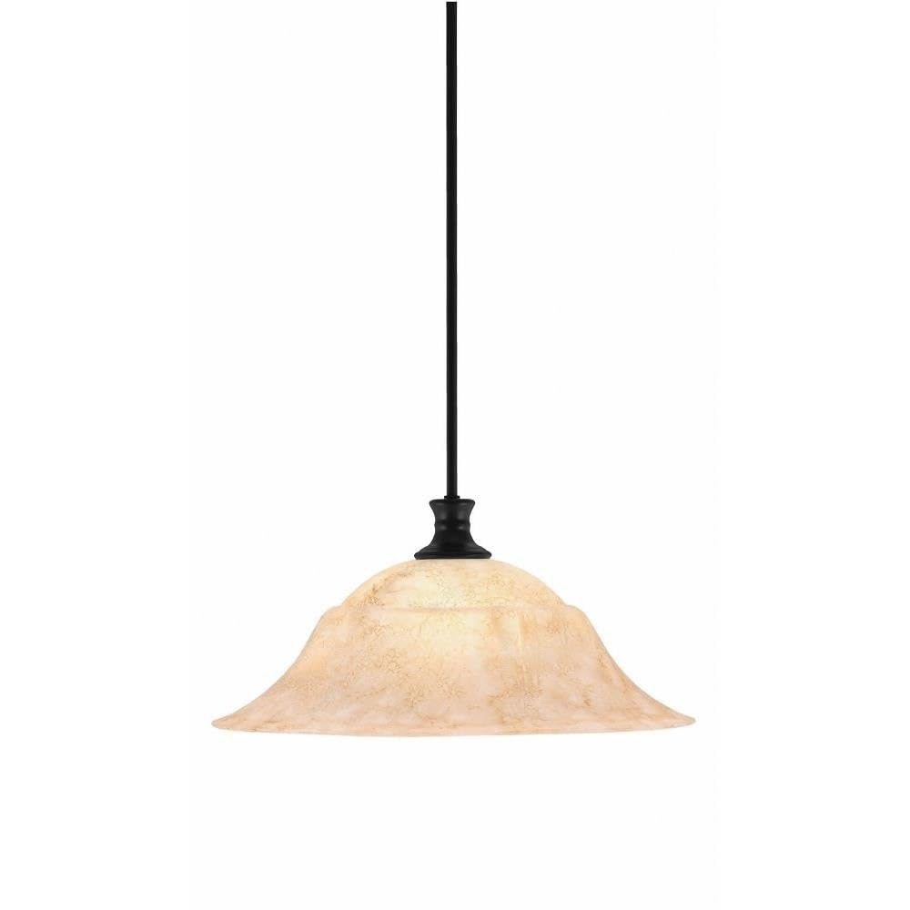 Toltec Lighting 76-MB-53818 Stem - 1 Light Pendant with Hang Straight Swivel-9.5 Inches Tall and 20 Inches Wide, Finish Color: Matte Black, Glass Color: Italian Marble