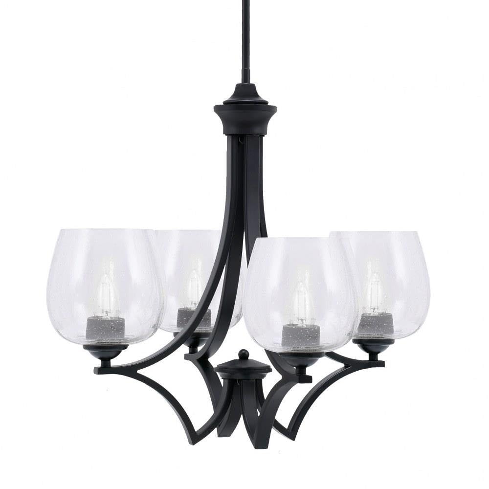 Toltec Lighting 564-Mb-4810 Zilo - 4 Light Uplight Chandelier-19.75 Inches Tall And 21 Inches Wide, Finish Color: Matte Black, Glass Color: Clear Bubble