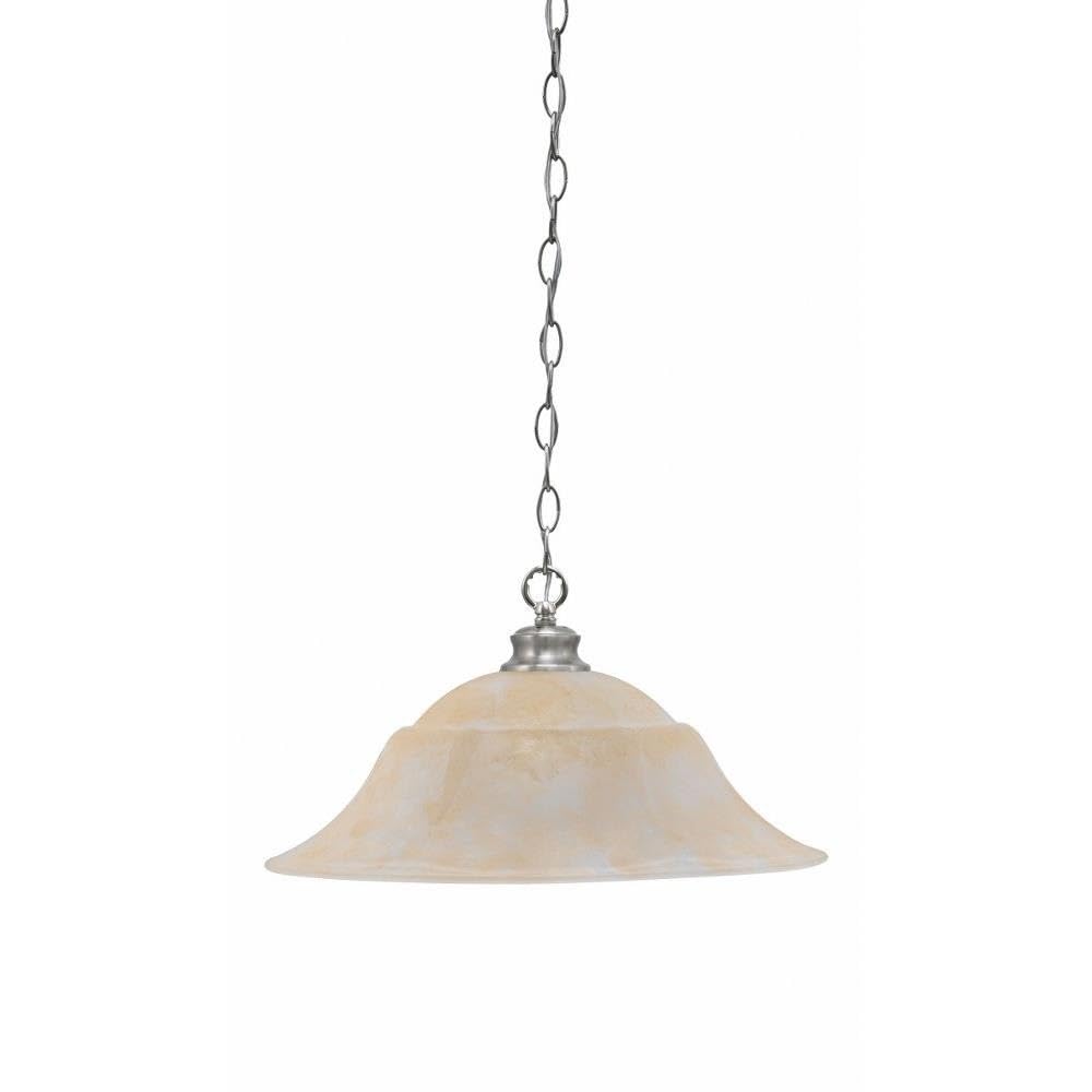 Toltec Lighting 92-BN-53813 Chain - 1 Light Chain Hung Pendant-10.25 Inches Tall and 20 Inches Wide, Finish Color: Brushed Nickel, Glass Color: Amber Marble