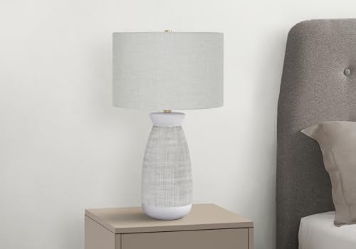 Monarch Specialties I 9725 Lightingtable Lamp, Grey Ceramic, Grey Shade, Contemporary
