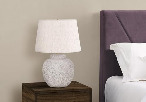 Monarch Specialties 9732 Lightingtable Lamp, Cream Concrete, Ivory Shade, Modern Lighting-22 H Table, 15&quot; L X 15&quot; W X 22&quot; H