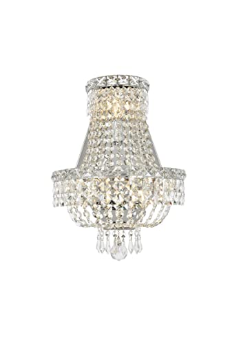 Elegant Lighting Three Light Wall Sconce, Chrome Finish, Royal Cut Crystal, Model V2528W12C/RC, Silver