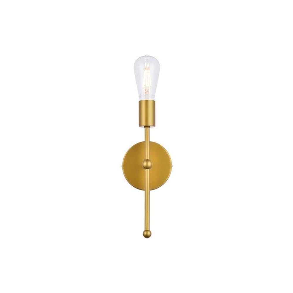Living District Keely 1-Light Mid-Century Metal Wall Sconce in Brass