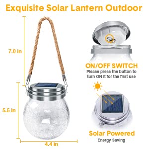 Dbf Solar Lanterns - Waterproof  le Glass Ball Lights, 4-Pack, Amber Warm, Model Dbf-Lantern-4W, Perfect For Outdoor Garden Decor