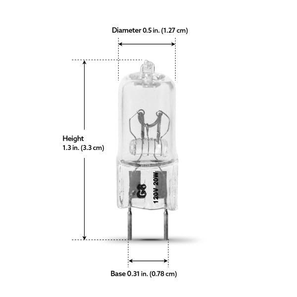 Feit Electric Xenon 20-Watt Halogen T4 Light Bulb, Dimmable G8 Base, Warm White, 1 Count, Model BPXN20/G8/RP