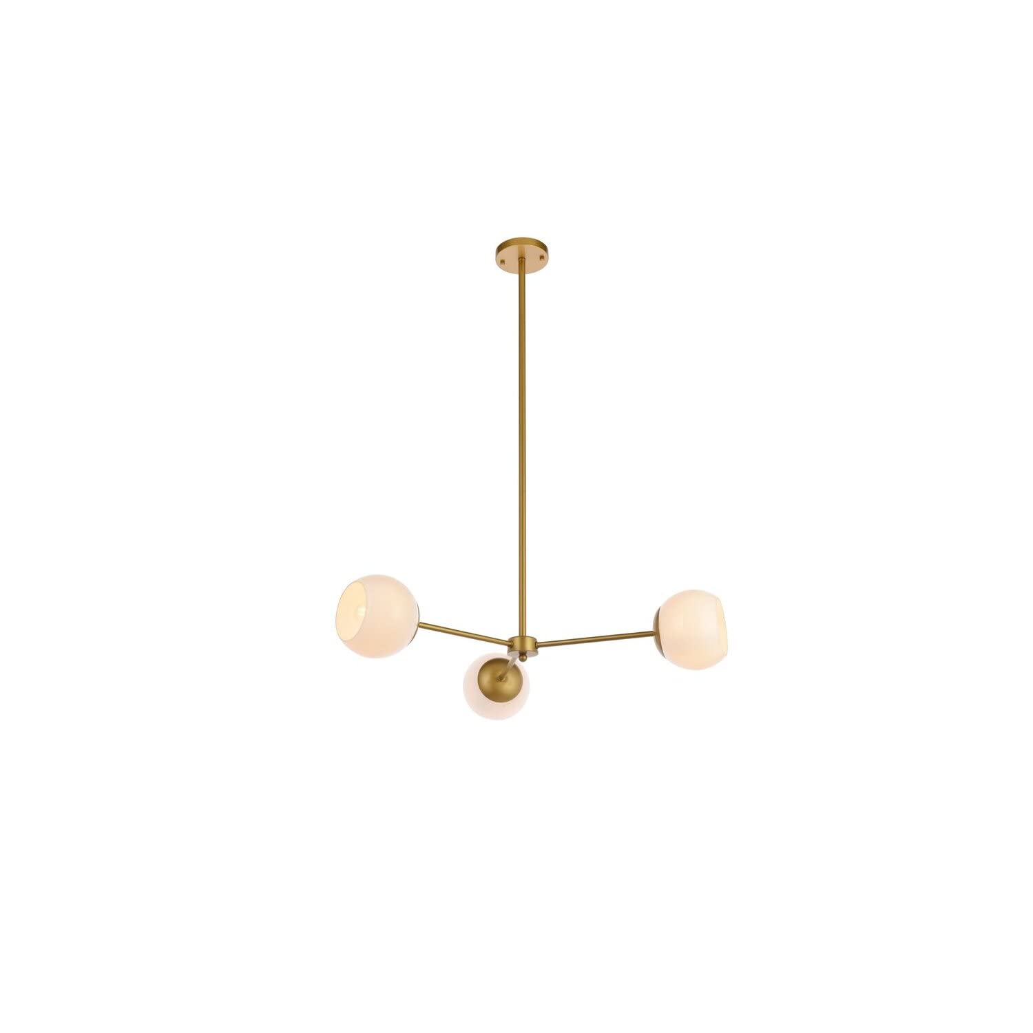 Living District Briggs 3-Light Mid-Century Metal Pendant in Brass and White