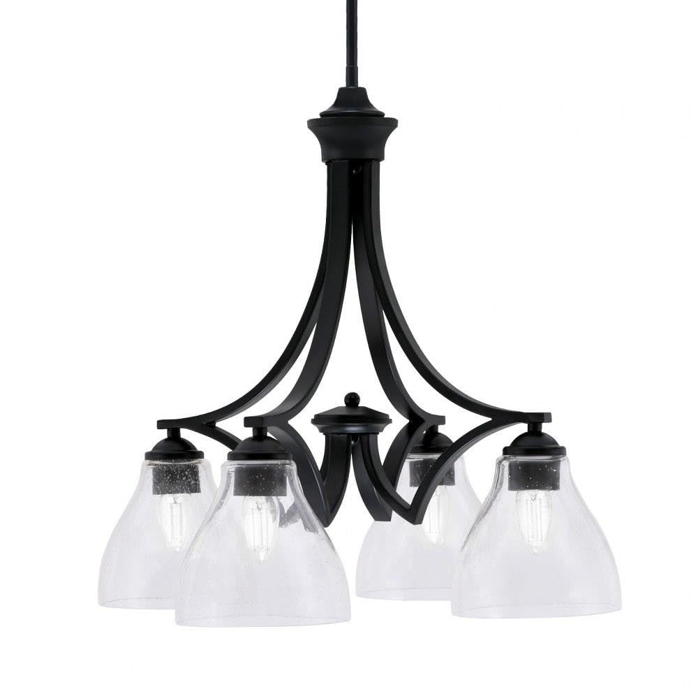 Toltec Lighting 568-Mb-4760 Zilo - 4 Light Downlight Chandelier-20.75 Inches Tall And 21.5 Inches Wide, Finish Color: Matte Black, Glass Color: Clear Bubble