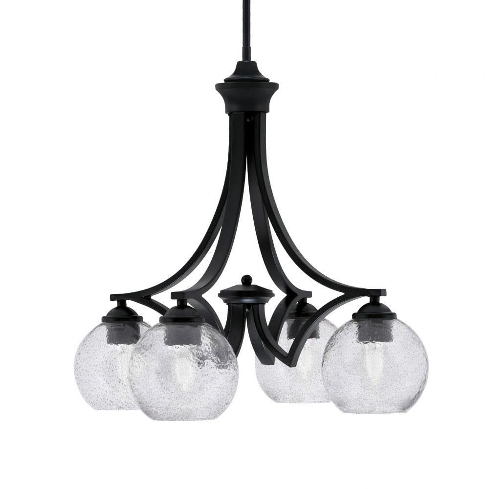 Toltec Lighting 568-Mb-4102 Zilo - 4 Light Downlight Chandelier-19.5 Inches Tall And 20.75 Inches Wide, Finish Color: Matte Black, Glass Color: Smoke Bubble