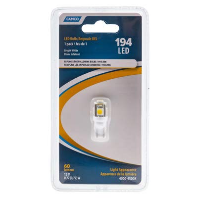 Camco Led Replacement Bulb (194 T10 Wedge) - Multi, 1 Count - Ideal For Automotive Lighting