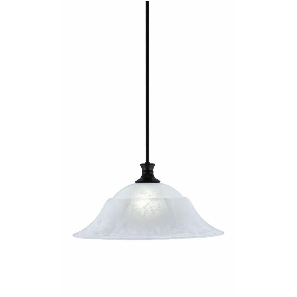Toltec Lighting 76-MB-53815 Stem - 1 Light Pendant with Hang Straight Swivel-9.5 Inches Tall and 20 Inches Wide, Finish Color: Matte Black, Glass Color: White Marble