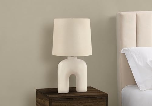 Monarch Specialties I 9728 Lightingtable Lamp, Cream Resin, Beige Shade, Modern