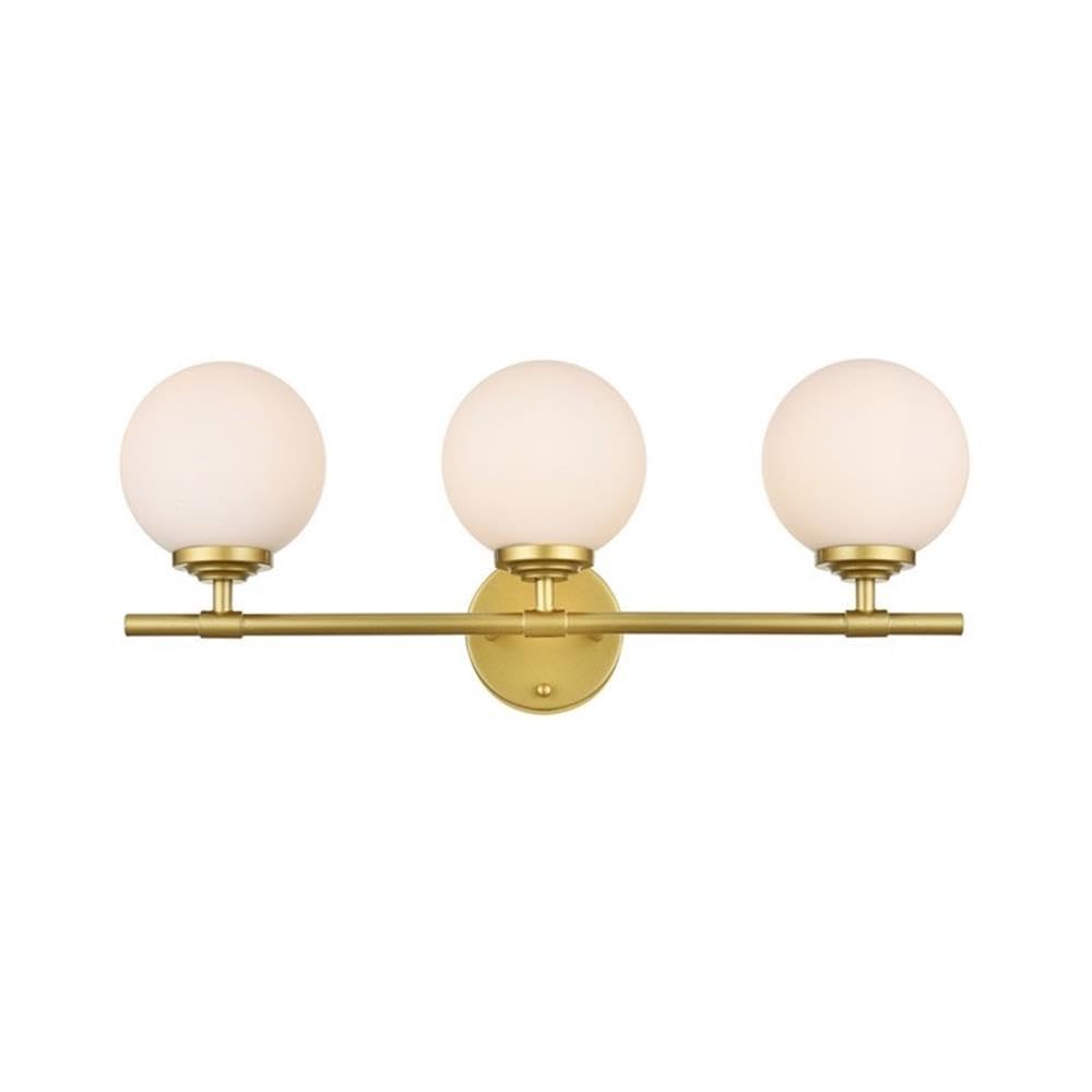 Living District Ansley 3-Light Iron & Glass Bath Sconce in Brass/Frosted White