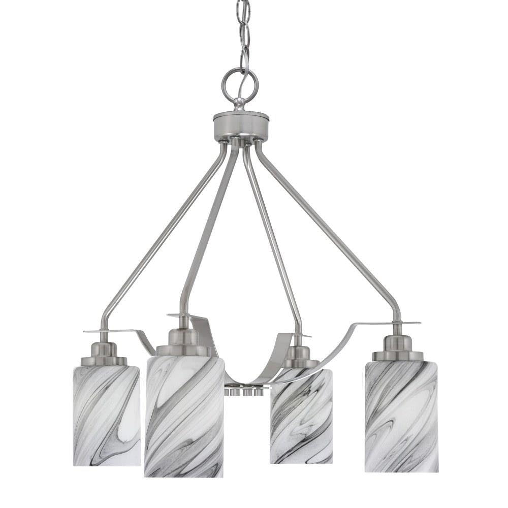 Toltec Lighting 2604-Bn-3009 Odyssey - 3 Light Downlight Chandelier-22.5 Inches Tall And 16 Inches Wide, Finish Color: Brushed Nickel, Glass Color: Onyx Swirl