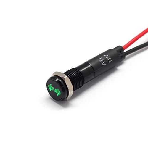 Alpinetech 8Mm Led Metal Signal Indicator Pilot Dash Light - Black Bezel, Hazard Light