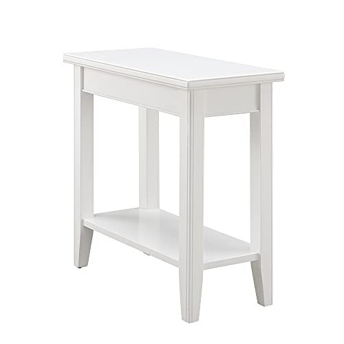 Leick Home Laurent End Table, Solid Wood, Bottom Display Shelf, Narrow, Easy-Assembly, For Living Room/Bedroom, White, 24.0 In.