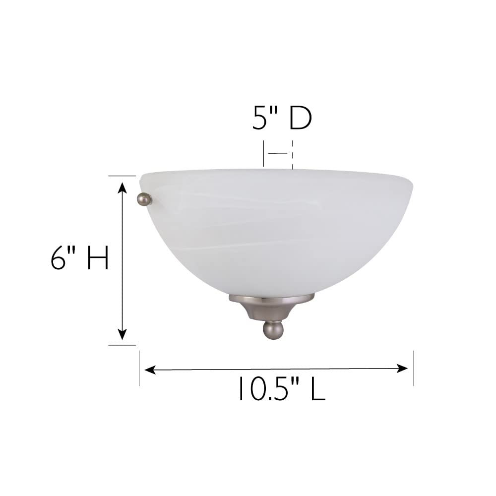 Design House 511584 Wall Sconce, 1-Light, Satin Nickel Finish, Alabaster Glass for Bathroom, Hallway, Foyer