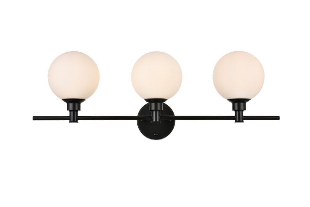Living District Cordelia 3-Light Iron/Glass Bath Sconce in Black/Frosted White
