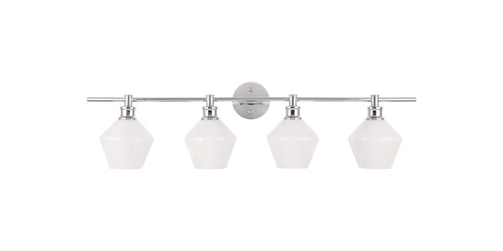 Living District 4-Light Industrial Wall Sconce, Chrome & Frosted White Glass, Model LD2321C, Mid-Century Modern Design