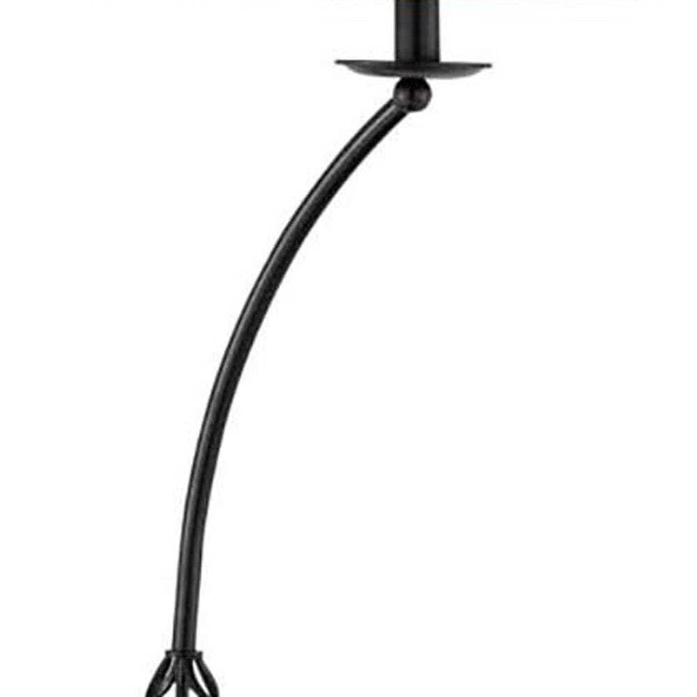 HomeRoots Tray Table Floor Lamp with Brown Empire Shade, 62 in., Black