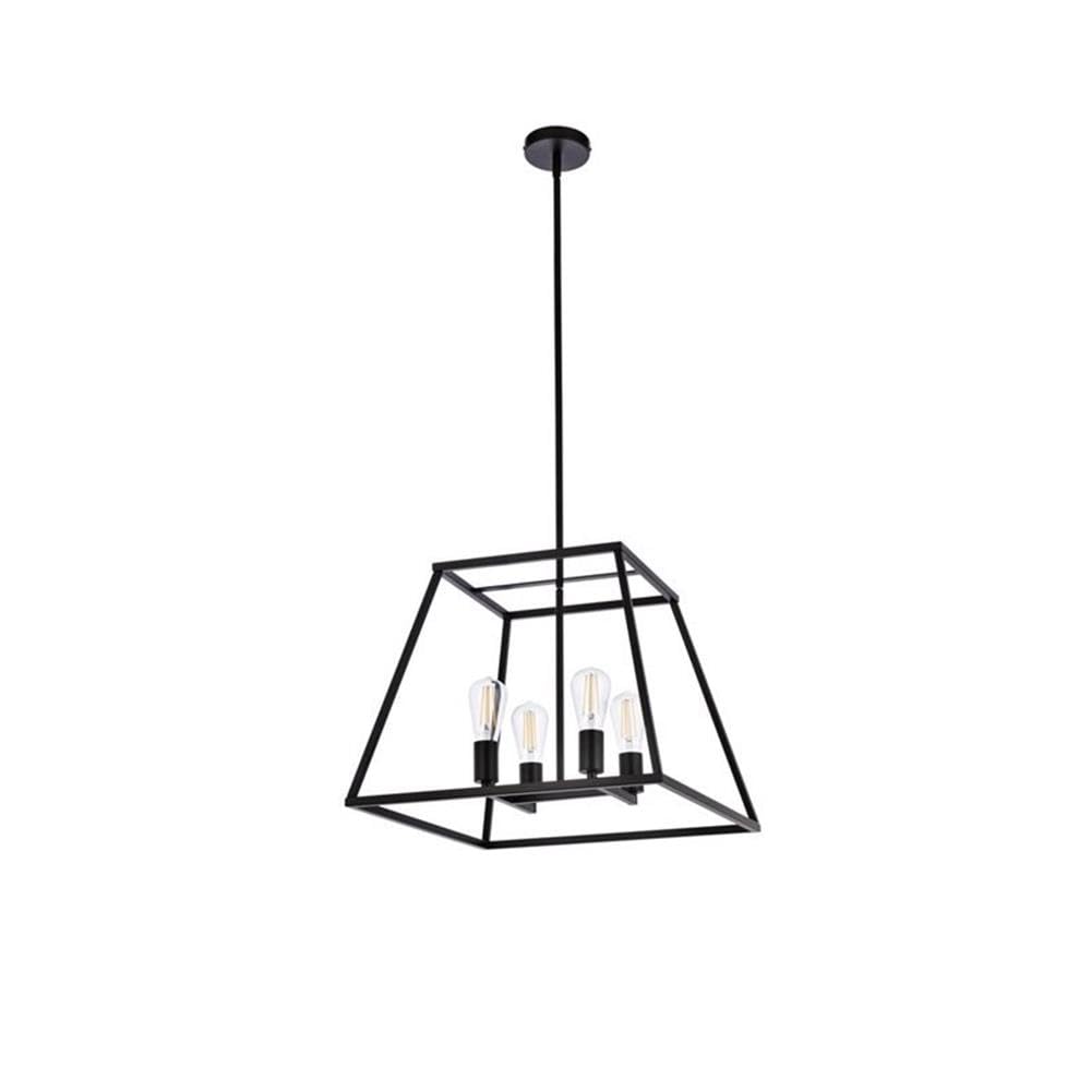 Living District Declan 4-Light Farmhouse Metal Pendant in Black Finish