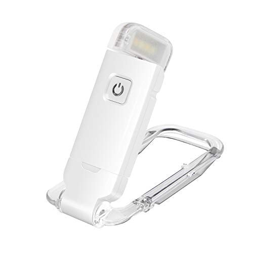 HONWELL Rechargeable Book Light, Clip On LED with 3 Brightness Levels, Portable Reading Lamp, White, Model H008YW-W