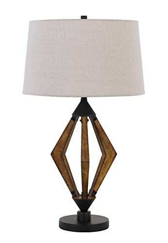 Cal 150W Table Lamp, Metal/Pine Wood, 30inx18inx18in, Model BO-2856TB, Pine Color