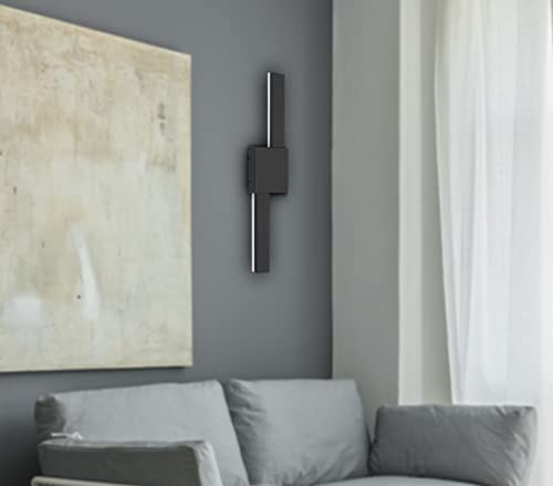 Cal Lighting LA-8031 LED Twin Backlit Wall Sconce, Metal, 4.75inW x 20.5inH, Black