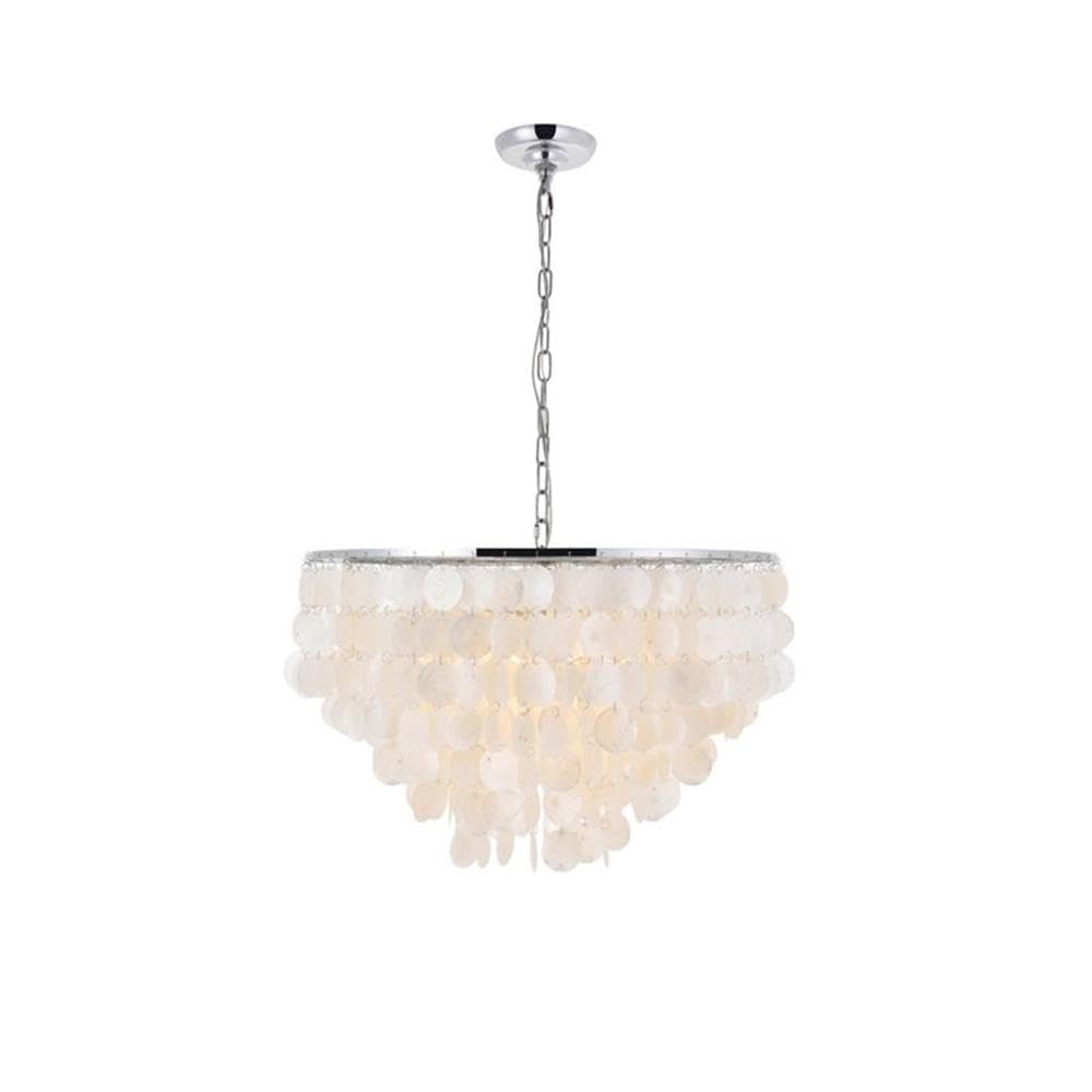 Elegant Lighting Living District Selene 6-Light Mid-Century Metal Pendant in Chrome and White